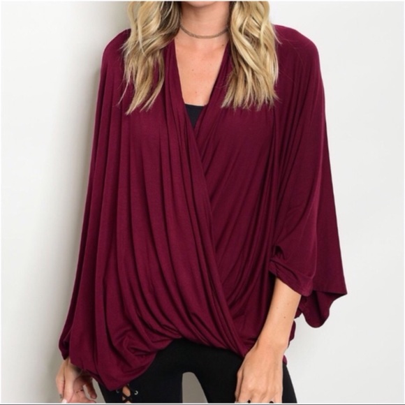 Tops - Wine Draped Blouse